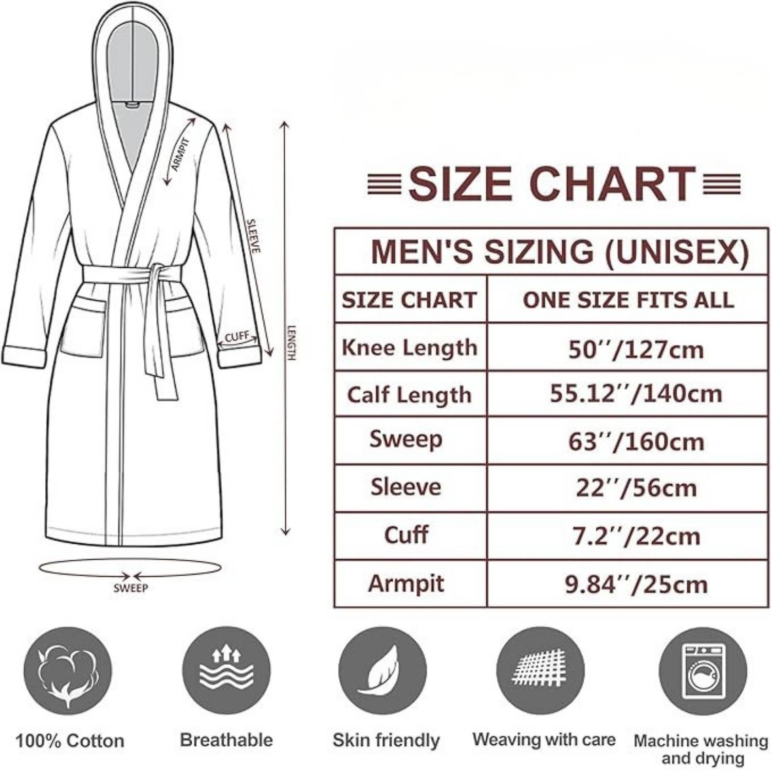 A pure cotton terry cloth bathrobe for men