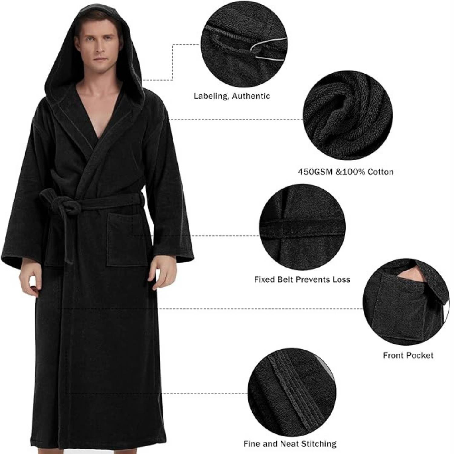 Mens Terry Cloth Robe (Black)