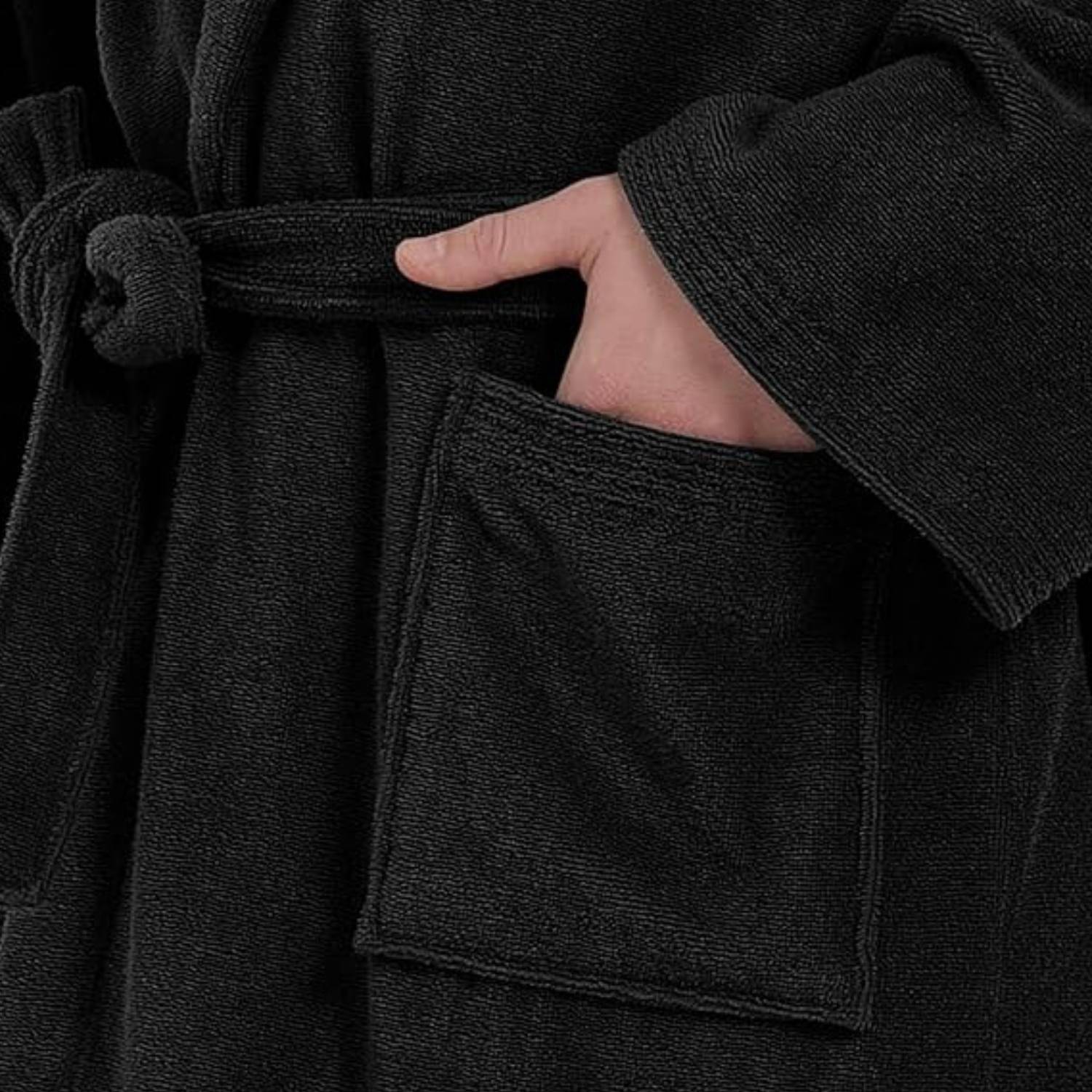 Mens Terry Cloth Robe (Black): image 7