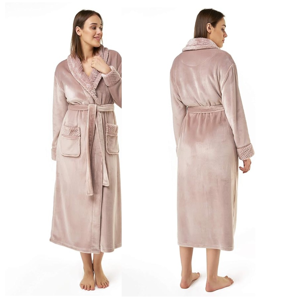 Ladies Fleece Bathrobes (Gray): image 5