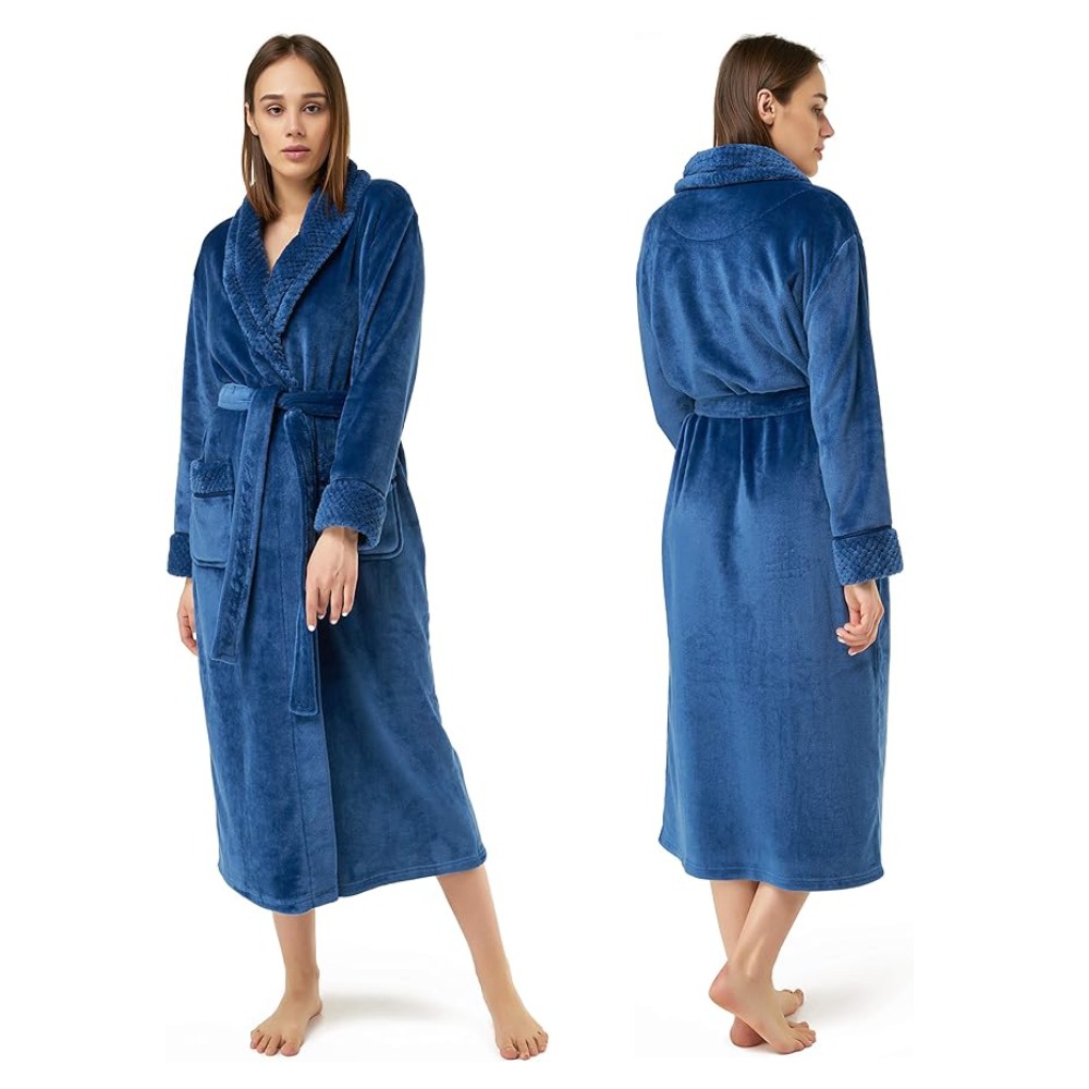 Ladies Fleece Bathrobes (Gray): image 6