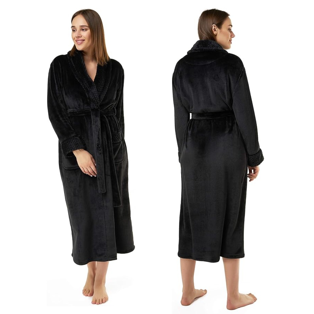 Ladies Fleece Bathrobes (Gray): image 7