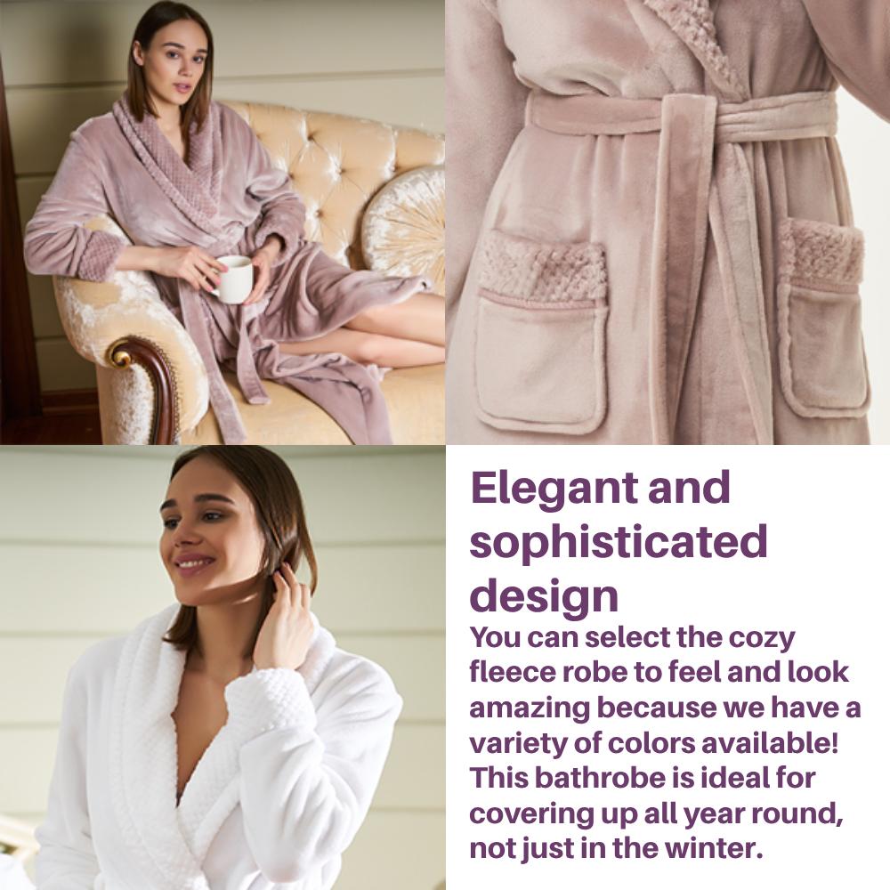 Ladies Fleece Bathrobes (Gray): image 8