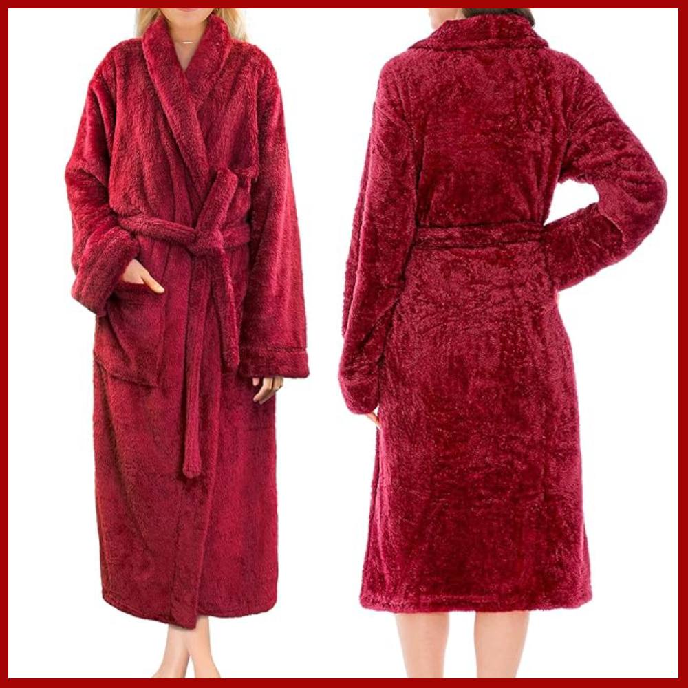 Ladies Fluffy Robe (Wine): image 1