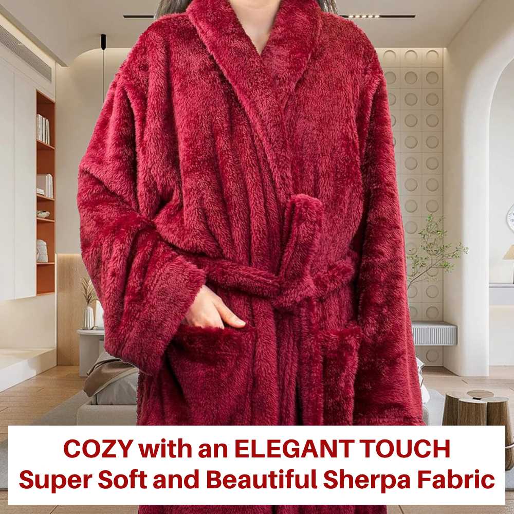 Ladies Fluffy Robe (Wine)